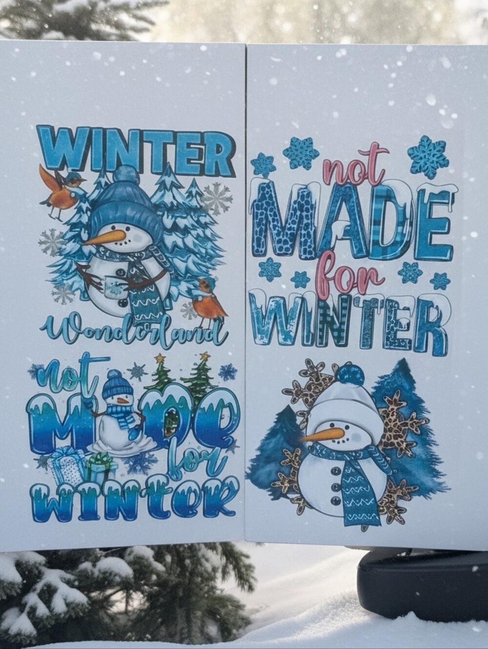 Ready to Press Winter DTF Transfers Set of 4 Snowman Not Made For Winter